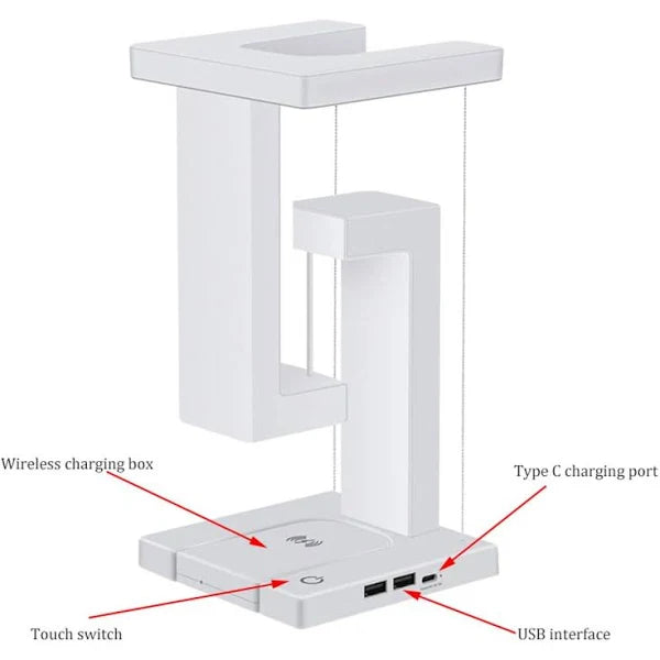 Abajur anti-gravidade com carregador - sonhos em mãos